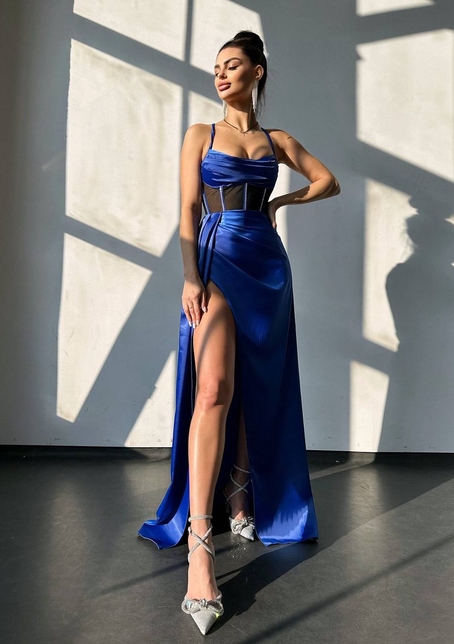 Комплект: корсет, декорований стразами + спідниця максі з драпіруванням  | PUSHKA SHOP