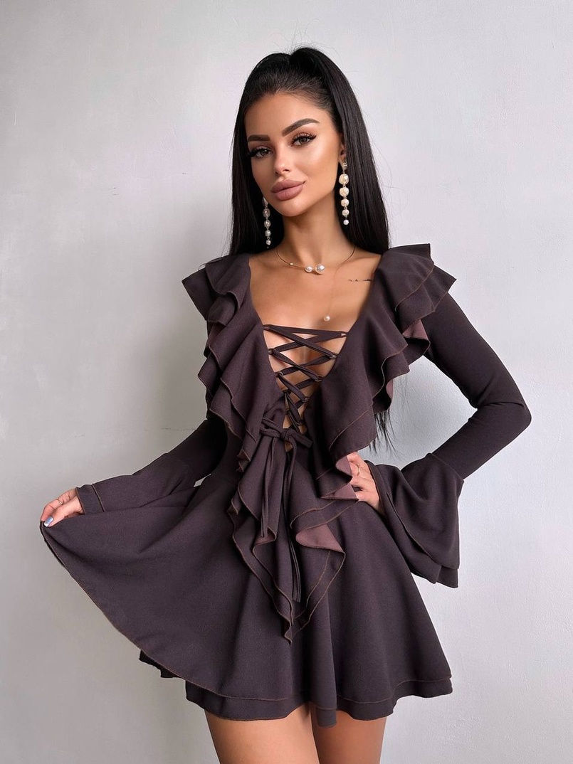 Сукня з з воланами на ґудзиках  Сукня з з воланами на ґудзиках  | PUSHKA SHOP