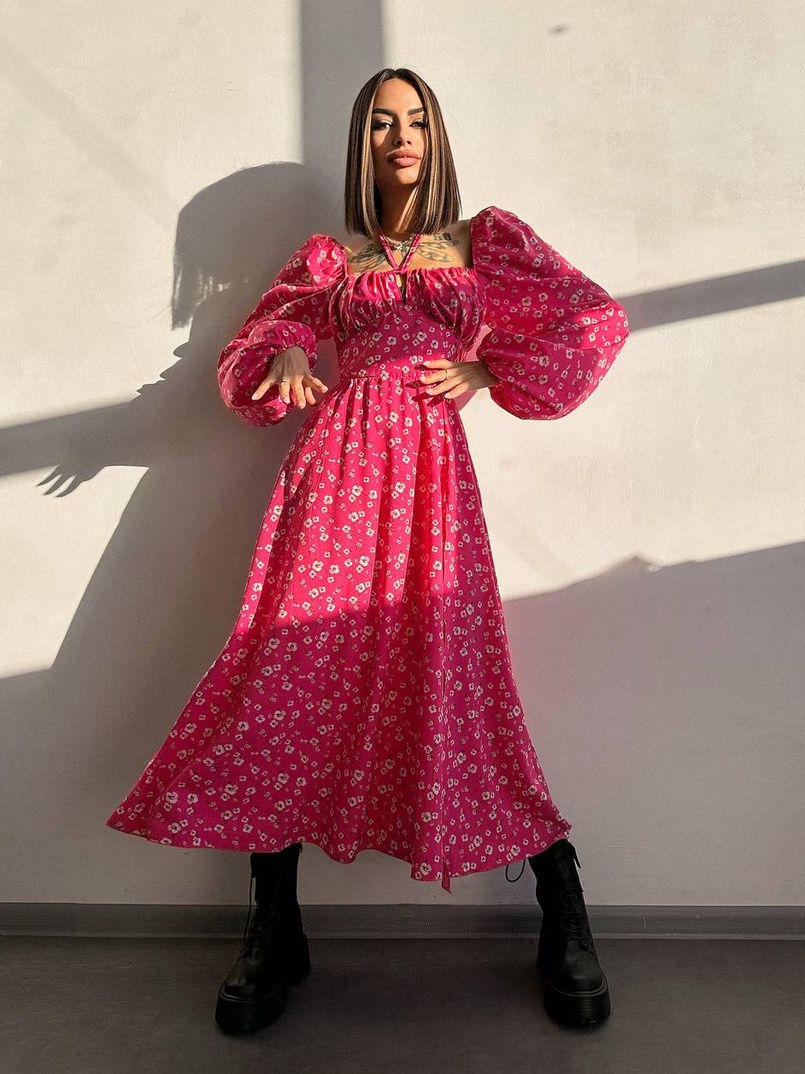 Улюблена сукня-міді зі шнурівкою на талії  Улюблена сукня-міді зі шнурівкою на талії  | PUSHKA SHOP