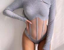 Трикотажне боді з сітчастою вставкою Трикотажне боді з сітчастою вставкою | PUSHKA SHOP