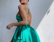 Шовкова сукня  з пишною спідницею та шнурівкою   | PUSHKA SHOP