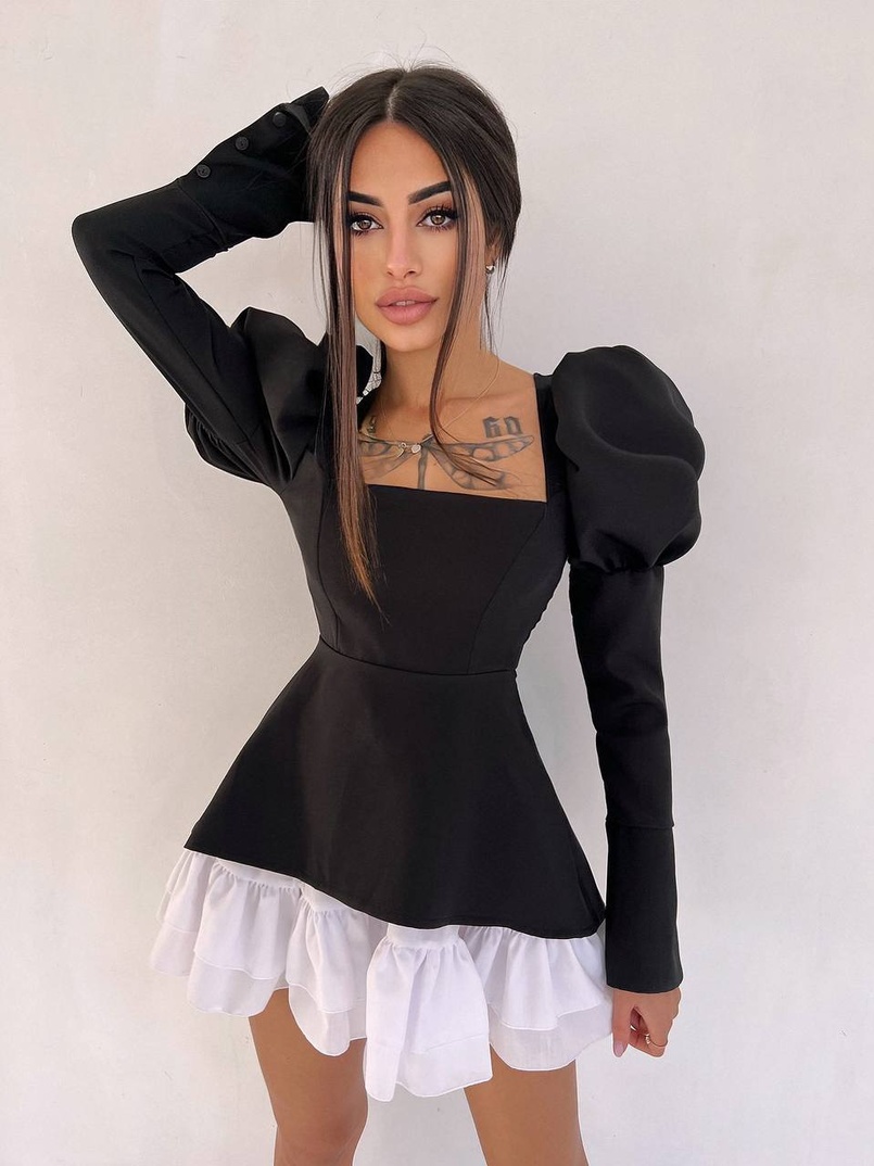 Сукня з об'ємними рукавами + спідниця з воланами Сукня з об'ємними рукавами + спідниця з воланами | PUSHKA SHOP