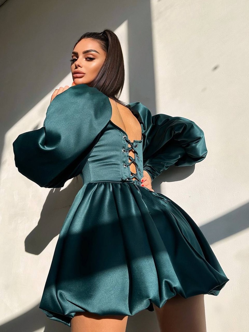 Сукня з обʼємними рукавами та спідницею балоном  Сукня з обʼємними рукавами та спідницею балоном  | PUSHKA SHOP