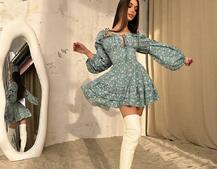 Сукня з воланами та шнурівкою  по спинці | PUSHKA SHOP