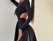 Приталенное трикотажное платье с открытой спинкой  Приталенное трикотажное платье с открытой спинкой  | PUSHKA SHOP