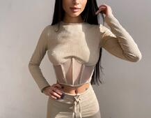 Трикотажний комплект: корсетний топ + легінси Трикотажний комплект: корсетний топ + легінси | PUSHKA SHOP