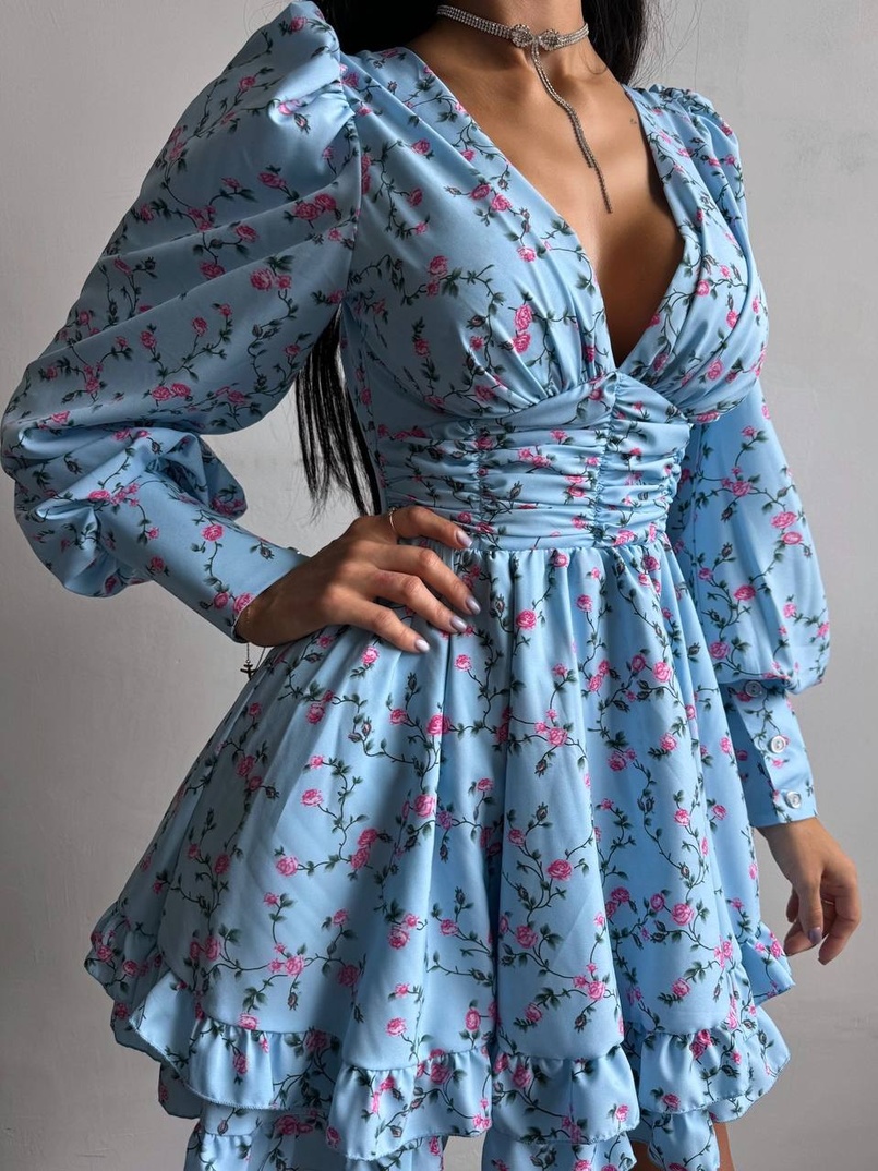 Сукня міні з пишною спідницею та драпіруванням на талії Сукня міні з пишною спідницею та драпіруванням на талії | PUSHKA SHOP