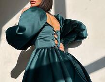 Сукня з обʼємними рукавами та спідницею балоном  Сукня з обʼємними рукавами та спідницею балоном  | PUSHKA SHOP