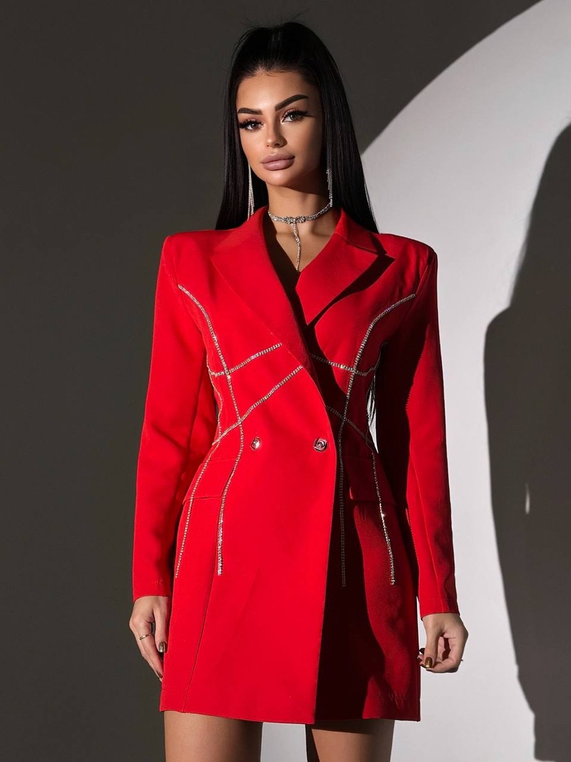 Сукня-піджак, декорована стразами Ручна робота Сукня-піджак, декорована стразами Ручна робота | PUSHKA SHOP