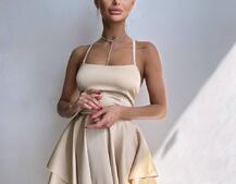 Шовкова сукня  з пишною спідницею та шнурівкою   Шовкова сукня  з пишною спідницею та шнурівкою   | PUSHKA SHOP