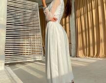 Блестящее платье-миди с запахом на груди и разрезом на юбке Блестящее платье-миди с запахом на груди и разрезом на юбке | PUSHKA SHOP