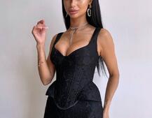 Вишуканий комплект із мереживного корсета та спідниці міді  | PUSHKA SHOP