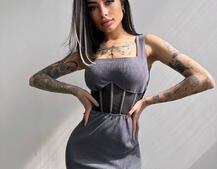 Сукня-міді  з елементами корсету   | PUSHKA SHOP