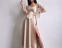 Сукня міді з корсетом декорована мереживом  | PUSHKA SHOP