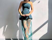 Комплект: піджак + блуза з баской + мереживна спідниця-шорти  Комплект: піджак + блуза з баской + мереживна спідниця-шорти  | PUSHKA SHOP