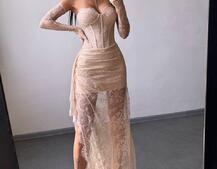 Корсетна сукня максі з рукавичками  | PUSHKA SHOP