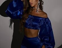 Атласний комплект, декорований стразами Ручна робота, прикраса пришита  | PUSHKA SHOP