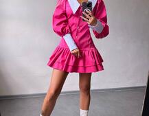 Котонова сукня з рюшами на гудзиках зі шнурівкою на спинці Котонова сукня з рюшами на гудзиках зі шнурівкою на спинці | PUSHKA SHOP