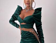 Сукня міні з драпіруванням, декорована стразами  Сукня міні з драпіруванням, декорована стразами  | PUSHKA SHOP