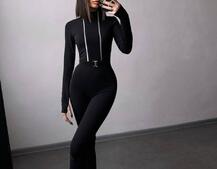 Облягаючий комбінезон з двома змійками та застібкою на талії Облягаючий комбінезон з двома змійками та застібкою на талії | PUSHKA SHOP