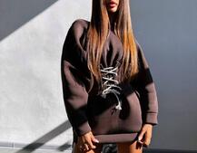 Тепле затишне худі over-size на флісі + корсет на шнурівці Можна носити з корсетом та без | PUSHKA SHOP