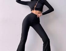 Комплект : штани кльош і топ на ґудзиках   Комплект : штани кльош і топ на ґудзиках   | PUSHKA SHOP