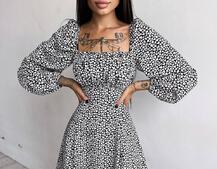 Приталена сукня з принтом  + прозорий корсет Приталена сукня з принтом  + прозорий корсет | PUSHKA SHOP