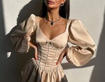 Комплект: сукня з подвійною спідницею + корсет, декорований стразами    Комплект: сукня з подвійною спідницею + корсет, декорований стразами    | PUSHKA SHOP