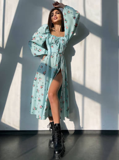 Сукня міді з квітковим принтом  Сукня міді з квітковим принтом  | PUSHKA SHOP