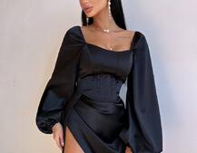 Атласний комплект: корсет + спідниця  максі з драпіруванням | PUSHKA SHOP