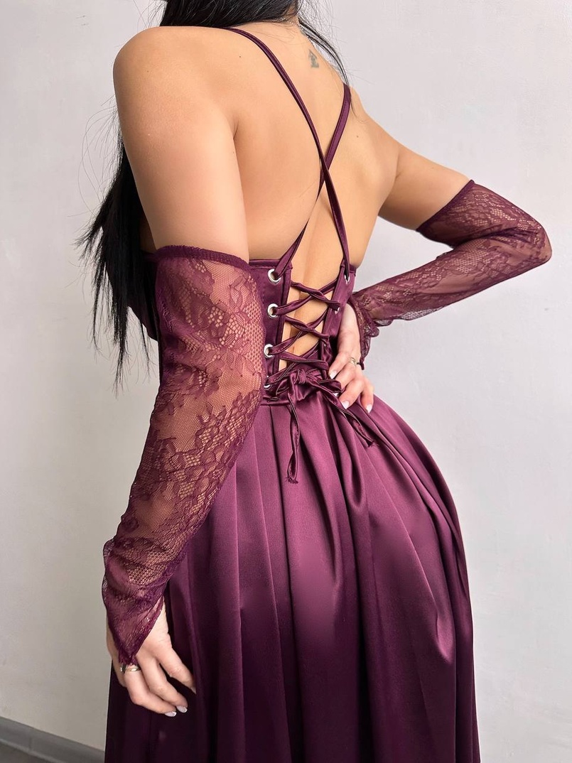 Атласний комплект: корсет + спідниця максі Атласний комплект: корсет + спідниця максі | PUSHKA SHOP