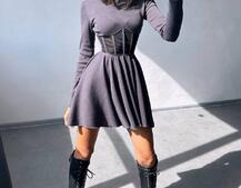 Приталена сукня з корсетною вставкою та спідницею-сонцем | PUSHKA SHOP