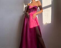 Комплект: корсет-бюстьє , декорований стразами  + спідниця максі з розрізом   Комплект: корсет-бюстьє , декорований стразами  + спідниця максі з розрізом   | PUSHKA SHOP