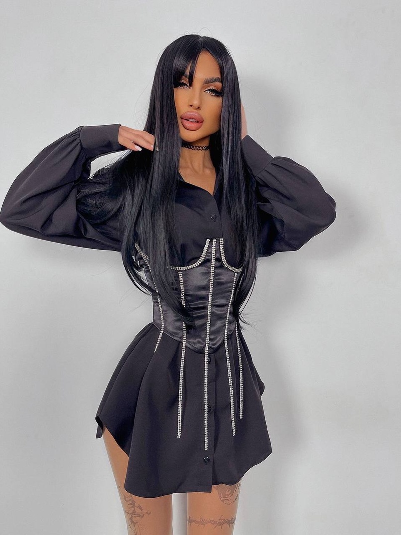 Приталена сорочка + корсет декорований стразами Ручна робота Приталена сорочка + корсет декорований стразами Ручна робота | PUSHKA SHOP