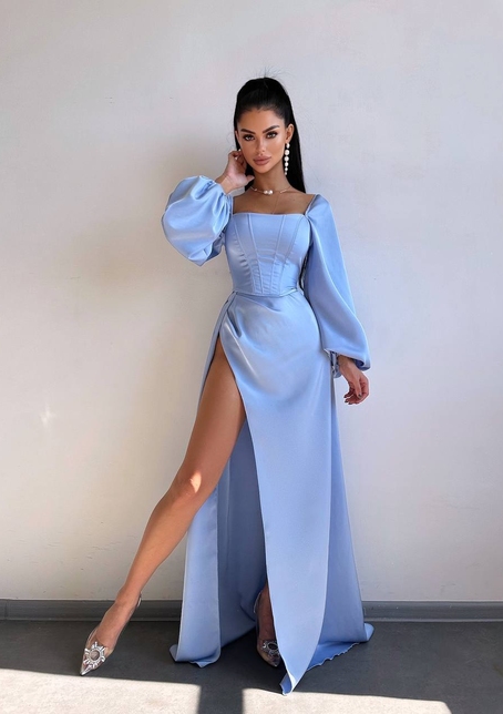 Атласний комплект: корсет + спідниця  максі з драпіруванням | PUSHKA SHOP