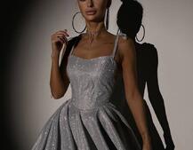 Блискуча корсетна сукня з пишною подвійною спідницею Блискуча корсетна сукня з пишною подвійною спідницею | PUSHKA SHOP