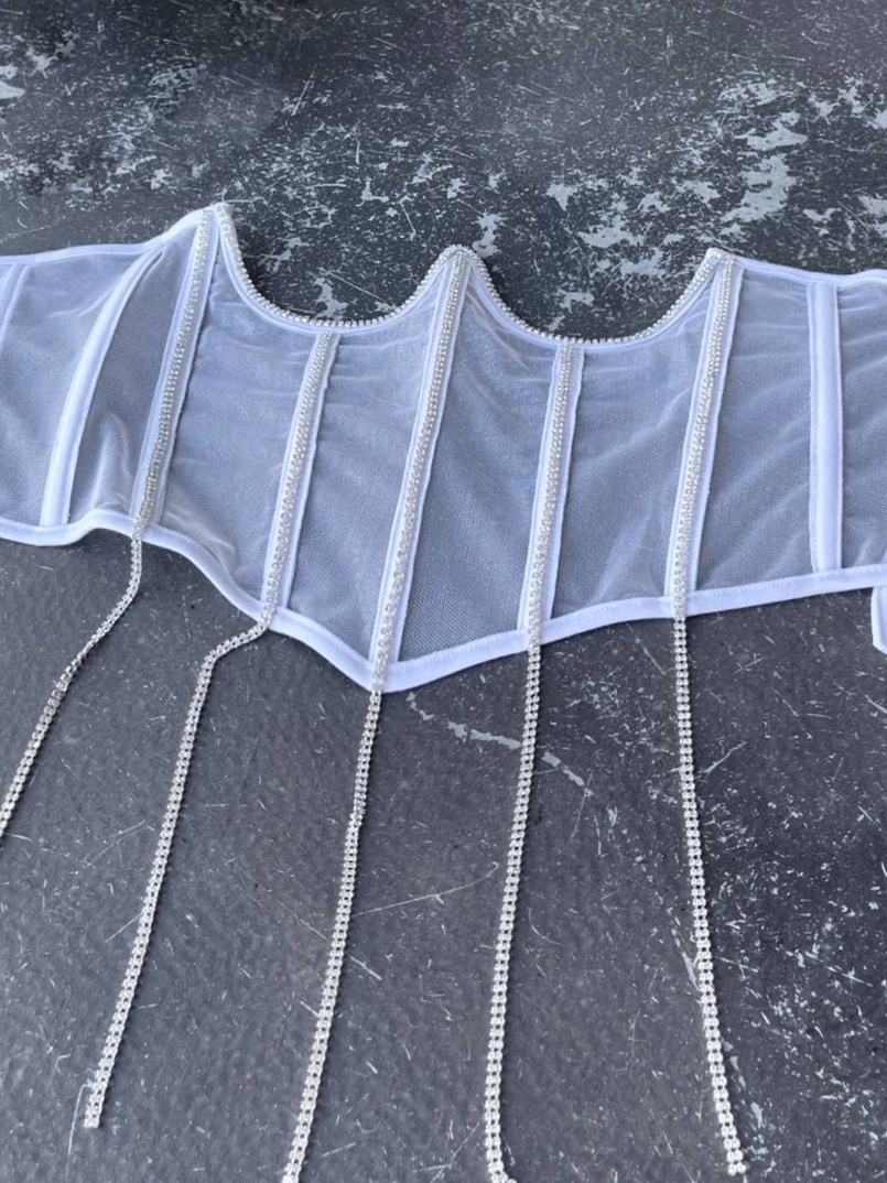 Корсет на кісточках зі шнурівкою, декорований стразами Ручна робота! Корсет на кісточках зі шнурівкою, декорований стразами Ручна робота! | PUSHKA SHOP