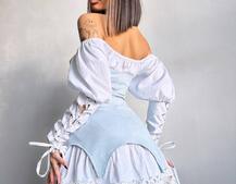 Комплект: сукня декорована мереживом + корсет  Комплект: сукня декорована мереживом + корсет  | PUSHKA SHOP