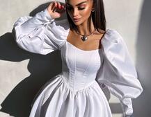 Сукня з обʼємними рукавами та спідницею балоном  Сукня з обʼємними рукавами та спідницею балоном  | PUSHKA SHOP