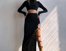 Комплект: топ + спідниця із зав‘язками на ніжку  | PUSHKA SHOP