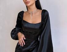 Атласний  комплект: корсет + спідниця з драпіруванням | PUSHKA SHOP