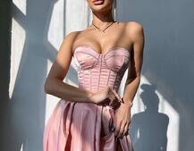 Комплект: корсет-бюстьє , декорований стразами  + спідниця максі з розрізом   Ручна робота  Комплект: корсет-бюстьє , декорований стразами  + спідниця максі з розрізом   Ручна робота  | PUSHKA SHOP