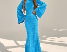 Трикотажна сукня максі з розкльошеними рукавами та відкритою спиною Трикотажна сукня максі з розкльошеними рукавами та відкритою спиною | PUSHKA SHOP