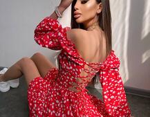 Квіткова сукня з воланами та шнуровкою по спинці Квіткова сукня з воланами та шнуровкою по спинці | PUSHKA SHOP