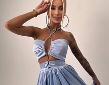 Атласна сукня максі із шнуром зі стразами  Атласна сукня максі із шнуром зі стразами  | PUSHKA SHOP