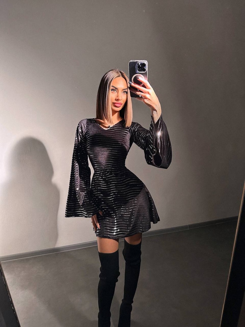 Сукня міні  з розкльошоними рукавами та шнурівкою на спинці  Сукня міні  з розкльошоними рукавами та шнурівкою на спинці  | PUSHKA SHOP