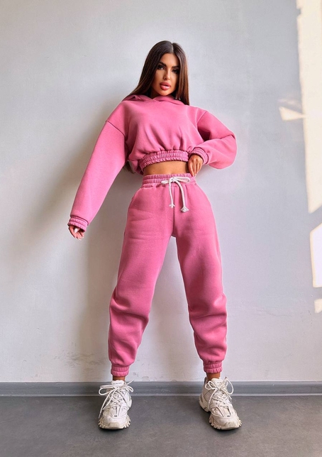 Базовий костюм на флісі з об'ємними капюшоном | PUSHKA SHOP