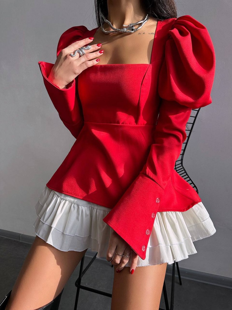 Сукня з об'ємними рукавами + спідниця з воланами Сукня з об'ємними рукавами + спідниця з воланами | PUSHKA SHOP