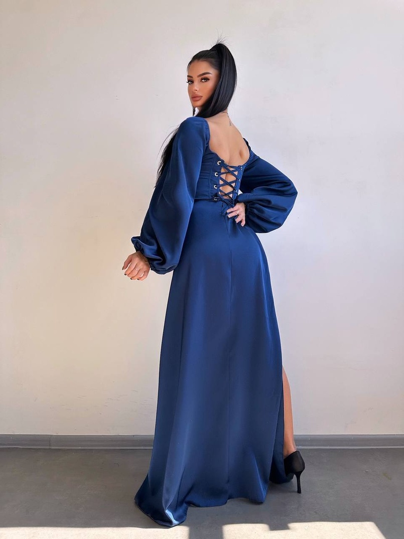 Атласний комплект: корсет + спідниця максі з драпіруванням Атласний комплект: корсет + спідниця максі з драпіруванням | PUSHKA SHOP