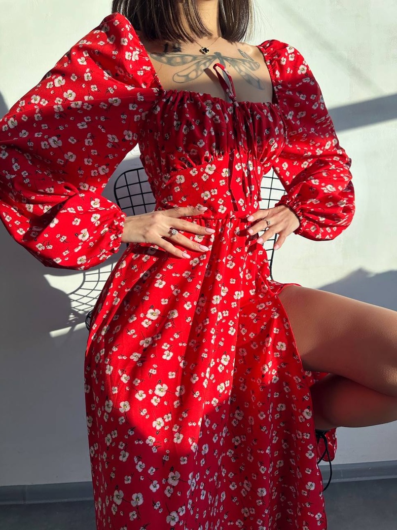 Улюблена сукня-міді зі шнурівкою на талії  Улюблена сукня-міді зі шнурівкою на талії  | PUSHKA SHOP